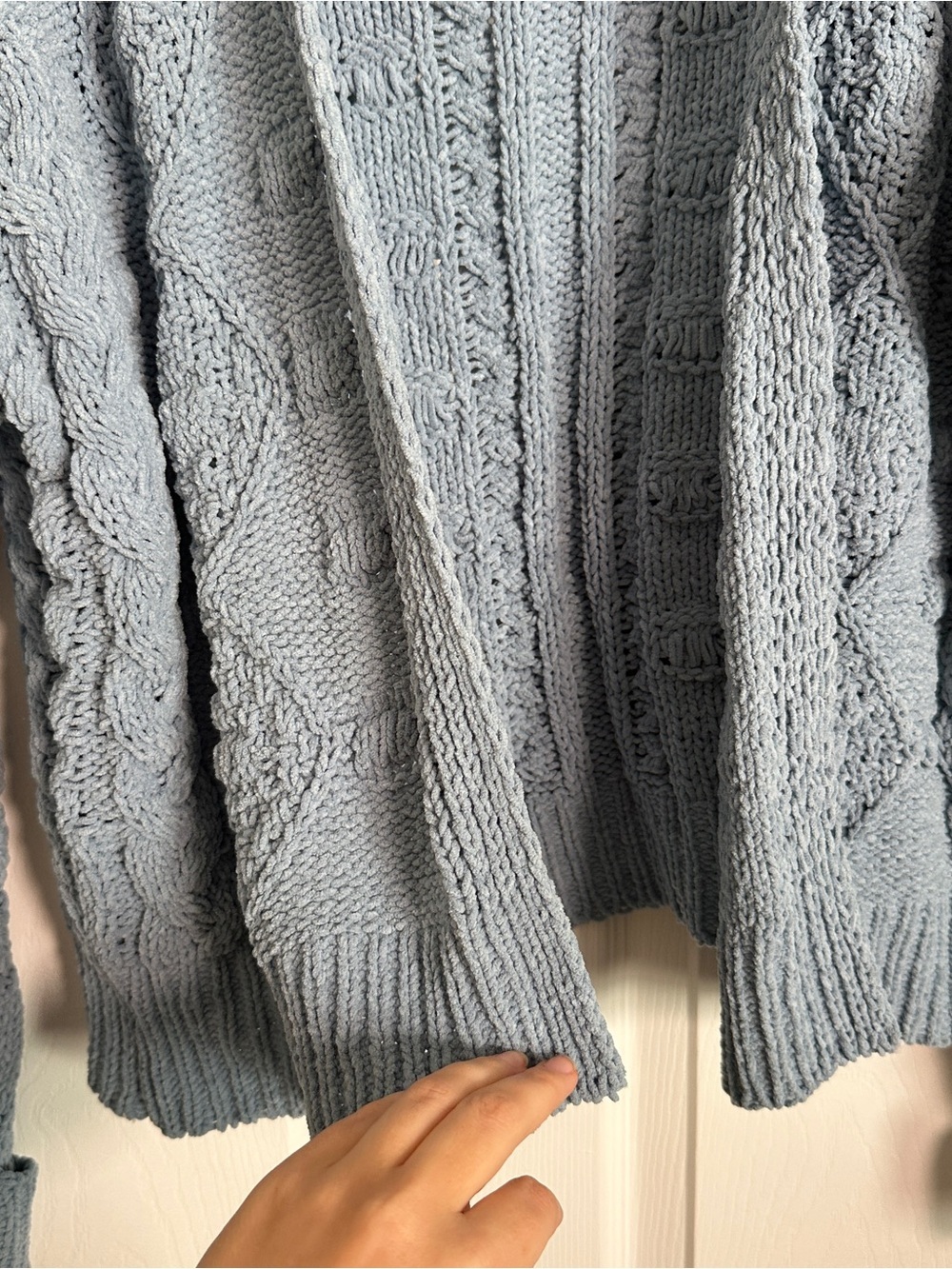 Jessica Simpson Light Blue Cable Open-Front Cardigan - Picture 3 of 3